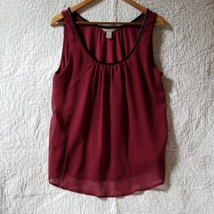 Leather trimmed red tank/shell